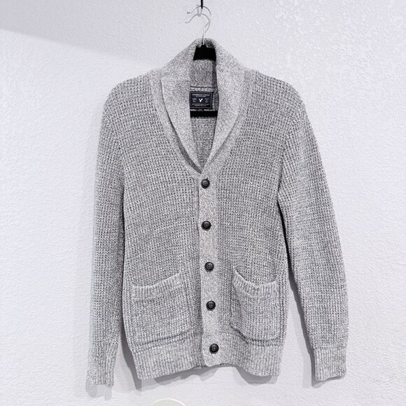 American Eagle Outfitters Cardigan Shawl Collar Gray Size Small Chunky Grandpa - Picture 1 of 11